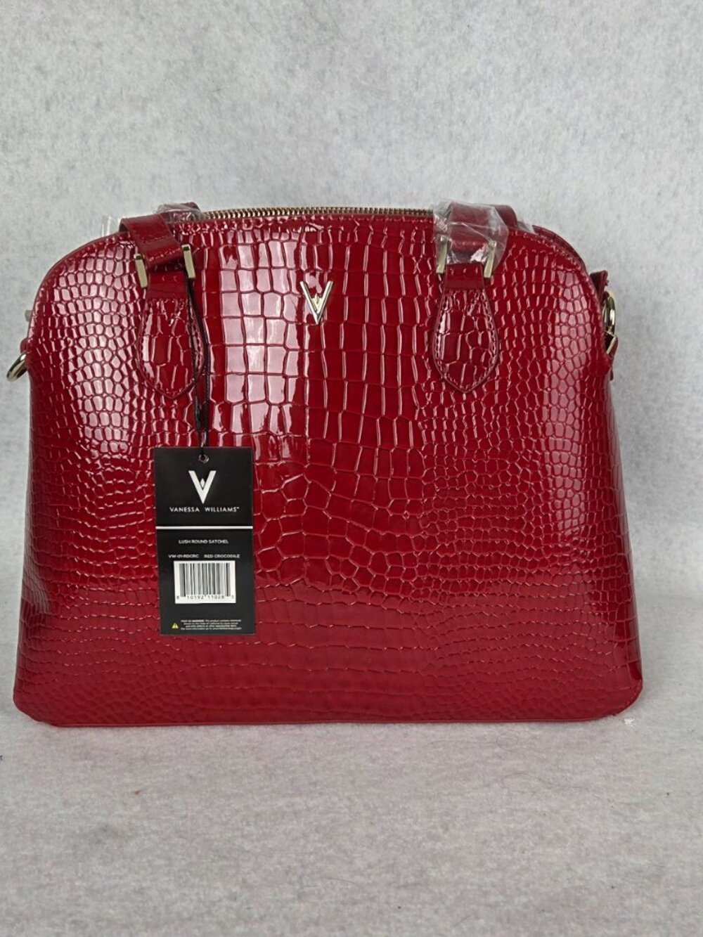 VANESSA WILLIAMS Lush Round Red Crocodile Satchel NWT